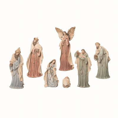 Transpac Resin Multicolor Christmas New Age Nativity Set of 7