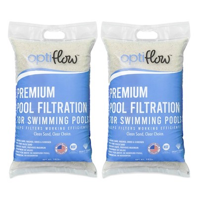 OptiFlow 2-Pack Pool Filter Sand, Premium Filtration with Pure Silica Formula, 50 Lbs - Swimming Pool System Accessories and Supplies for Cleaning and