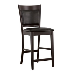 Black and Espresso Upholstered Counter Height Stools (Set of 2) - 1 of 4