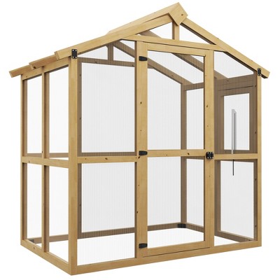 Outsunny 6.5' x 4' Polycarbonate Greenhouse with Wood Frame