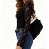 Women's Floral Lace Trim V-Neck Long Sleeve Fitted Blouse Top for Romantic & Elegant Style - 4 of 4