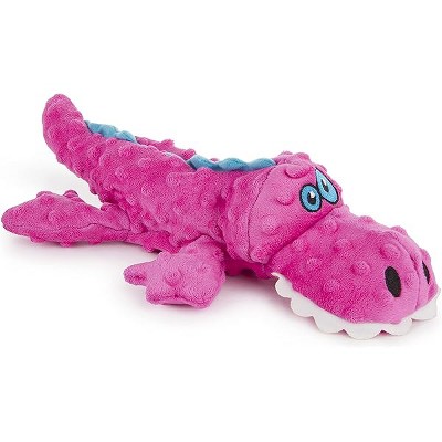 goDog Gators Squeaky Plush Dog Toy, Chew Guard Technology - Pink, Large