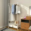 Artloge 2 Tier Large White Garment Coat Rack Mobile Thickened Iron Wardrobe Shelves with Wheels & 8 Hook for for Bedroom Living Room Condos Storage - 2 of 4