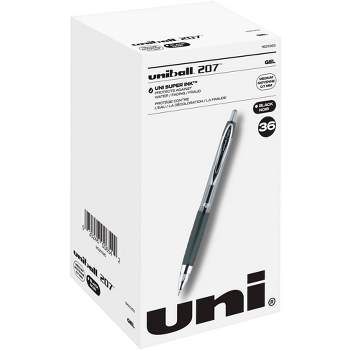 uni 207 Retractable Gel Pen, 0.7 mm Medium Tip, Black, Pack of 36