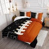 Football Comforter Set Twin – 3Pcs American Rugby Bedding for Boys, Men & Women, Sports Quilt Set with 2 Pillowcases, Black Orange Ball Theme - 3 of 4