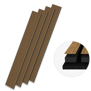 SMARTSTANDARD 105.9 in. x 12.6 in. x 0.9 in. Slat Wood Acoustic Sound Absorbing 3D Decorative Wall Paneling, 4-Pack - 1 of 1