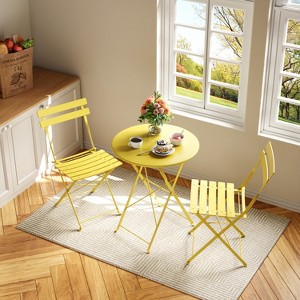 3-Piece Folding Bistro Set,Foldable Patio Furniture Set with Premium Frame, Outdoor Bistro Table and Chairs Set of 2 for Patio,Garden and Balcony - 1 of 4