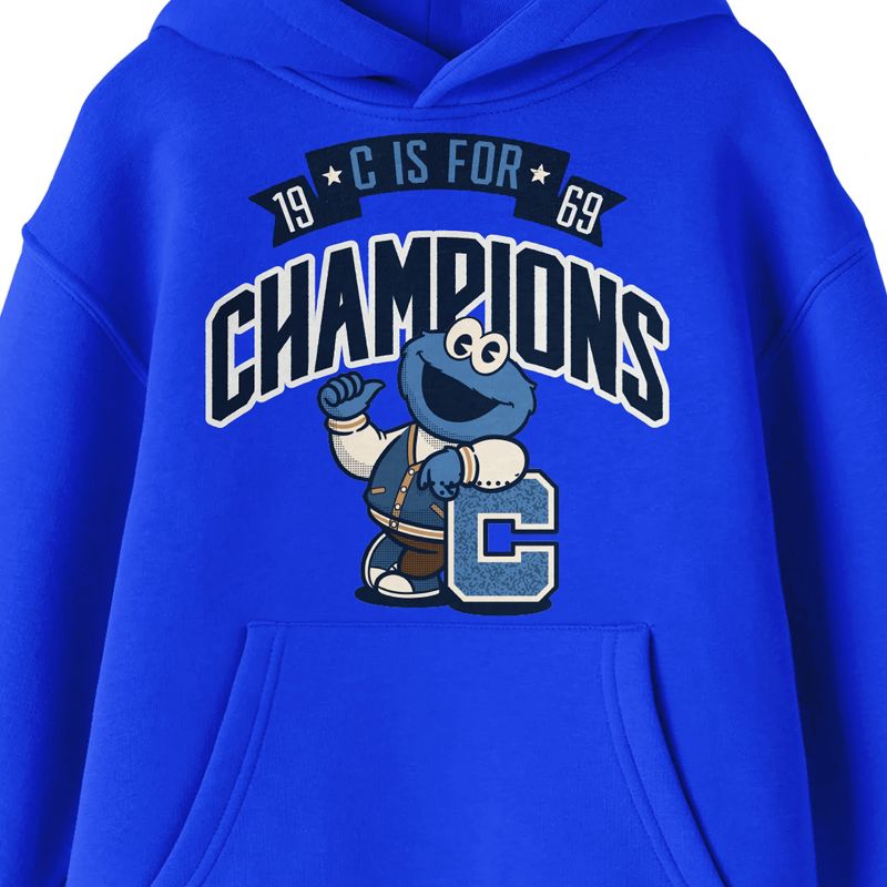 Bioworld Sesame Street "C Is For Champions" Youth Royal Blue Hoodie, 2 of 4