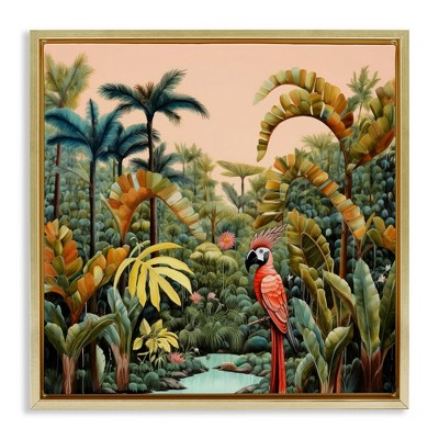 Stupell Industries Parrot in Tropical Vegetation, 25" x 25"