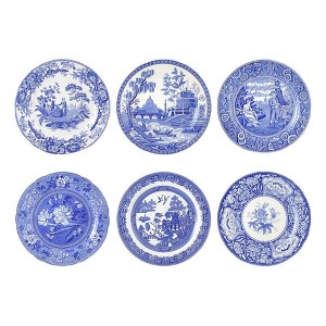 Spode Blue Room Georgian Plate Set, Set of 6 - Decorative 10.5-Inch Earthenware Plates Featuring Botanical & Historic Designs - - 1 of 4