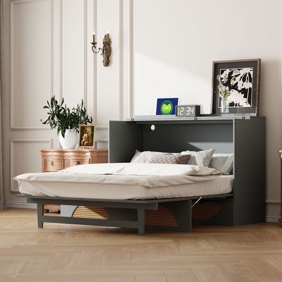 Queen/Full Size Murphy Bed Wall Bed with Large Drawers, USB Ports and Outlets-ModernLuxe