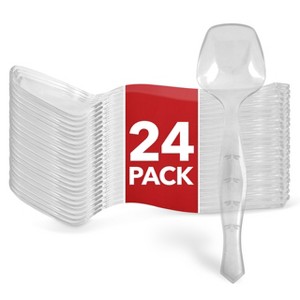 Stock Your Home Clear Plastic Disposable Serving Spoons (24 Pack) - 1 of 3