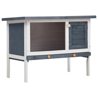 vidaXL Rabbit Hutch Grey Solid pine wood 35.4 x 17.7 x 25.6 in