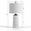 Maxax White Resin Table Lamp with USB Charging,Textured Wave Design Desk Lamp for Bedroom, Living Room,3-Way 100W E26 Base - 4 of 4
