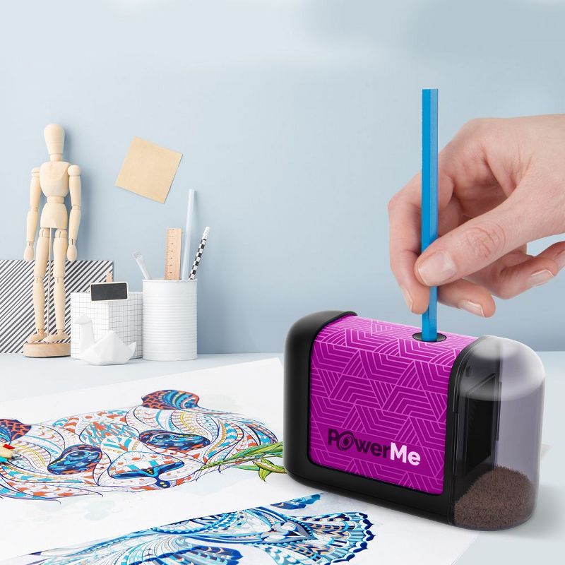 POWERME Electric Pencil Sharpener - Battery Powered For Colored Pencils, Ideal For No. 2, 2 of 8