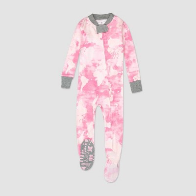 Honest Baby Girls' Tie-Dye Snug Fit Footed Pajama - Pink 24M