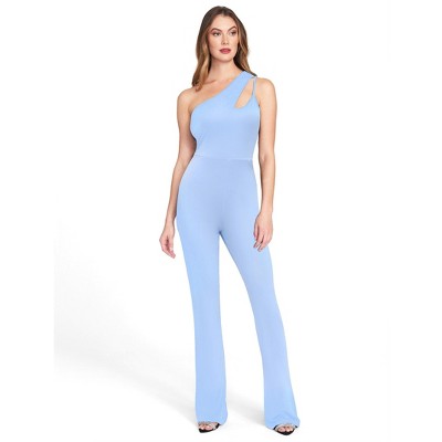 YESFASHION Women's Jumpsuit Summer One Shoulder Hollow Out Stretch Wide Leg Cutout Sleeveless Romper Outfits