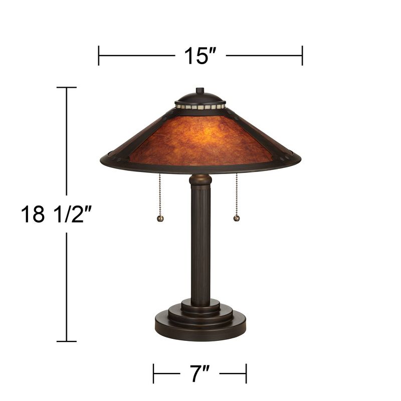 Robert Louis Tiffany Mica Mission Desk Lamp 18 1/2" High Oil Rubbed Bronze Natural Mica Shade for Bedroom Living Room Bedside Nightstand Kids Family, 4 of 10