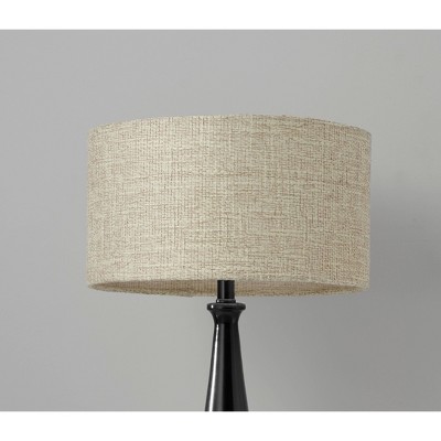 Black Tapered Metal Table Lamp with Cream Shade