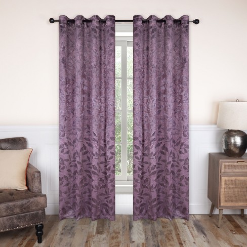 Modern Bohemian Leaves Blackout Curtain Set With 2 Panels And 8