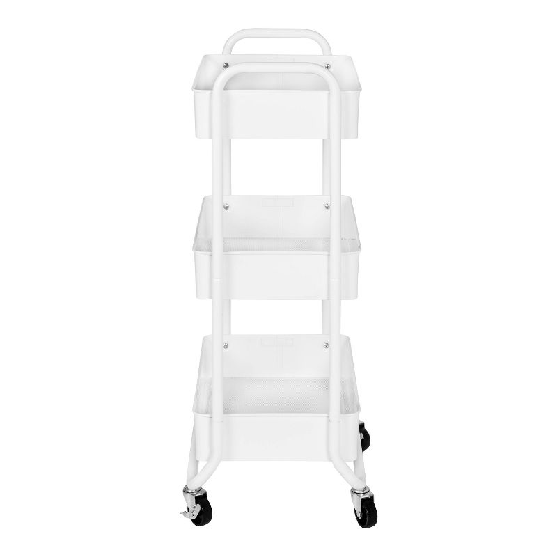 Honey-Can-Do 3 Tier White Metal Rolling Cart, 3 of 9