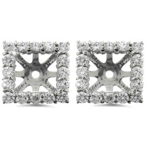 Pompeii3 1 1/4ct Princess Cut Diamond Halo Earring Jackets White Gold (5.5-6mm) - 1 of 4