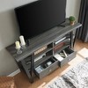 60" Wood Two-Tone Tall TV Stand Cabinet with Two Drawers, Metal Square Knob Handles, and Two Divided Shelf Tiers for Living Room and Bedroom - 3 of 4