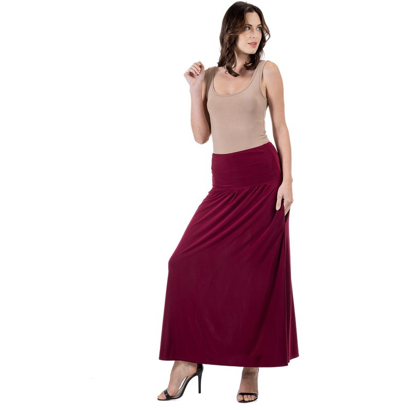 24seven Comfort Apparel Womens Foldover Maxi Skirt With Pockets, 4 of 7