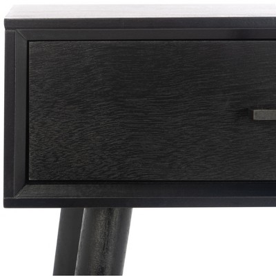Mid-Century Charm Black Writing Desk with Splayed Legs and Drawer