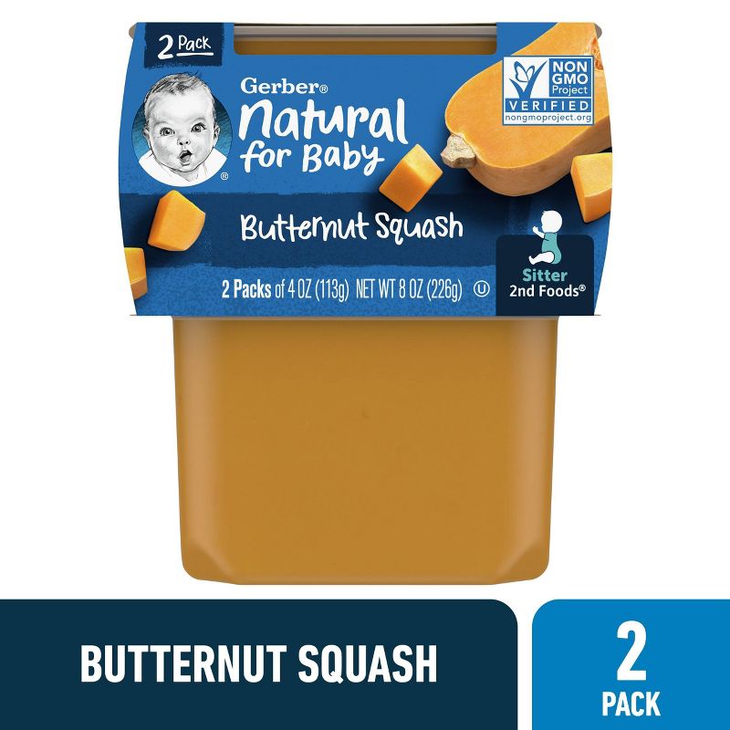 Gerber Sitter 2nd Foods Butternut Squash Baby Meals Tubs - 2ct/8oz, 1 of 11