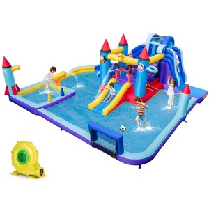 Infans Rocket Theme Inflatable Water Slide Park w/ 1100W Blower 2 Slides Splash Pool - 1 of 4