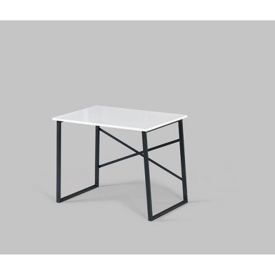 NicBex 35 Inch Writing Desk Home Office Desk with Metal Base for Study Room,Bedroom and Office,White/Brown