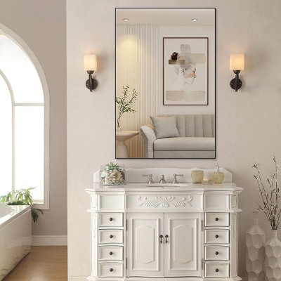 Oversized Rectangle Bathroom Mirror with Frame Decorative Large Wall Mirrors,Vertical or Horizontal Wall Mounted mirror with Aluminum-The Pop Home