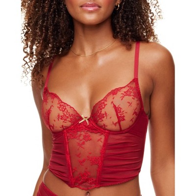 Adore Me Women's Avara Bustier Corset 32d / Barbados Cherry Red. : Target