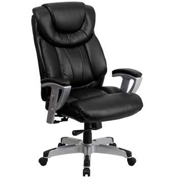 Big & Tall 400 lb. Rated High Back LeatherSoft Executive Ergonomic Office Chair with Arms Silver/Black Leather - Flash Furniture