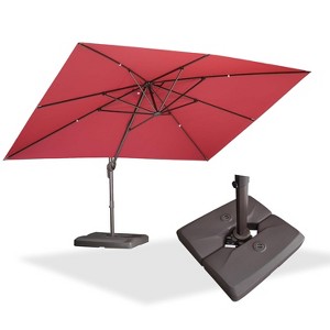 PURPLE LEA Cantilever Patio Umbrella with Base Included Square Umbrella with 360° Rotation and Aluminum Offset Hanging Outdoor Umbrella - 1 of 4