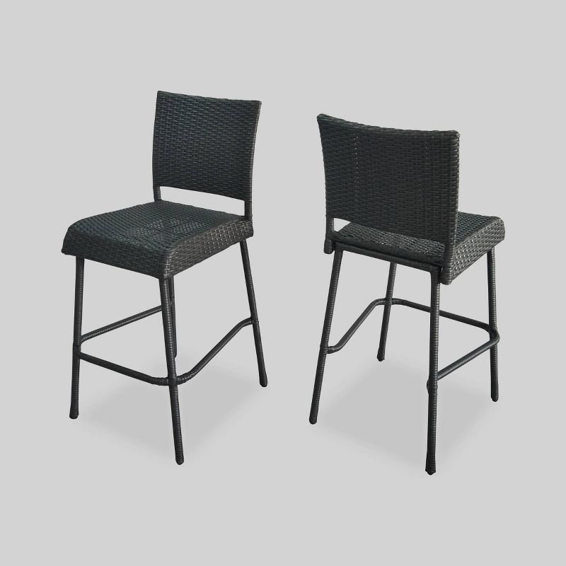 Neal Set of 2 Wicker 29" Barstools - Christopher Knight Home, 1 of 6