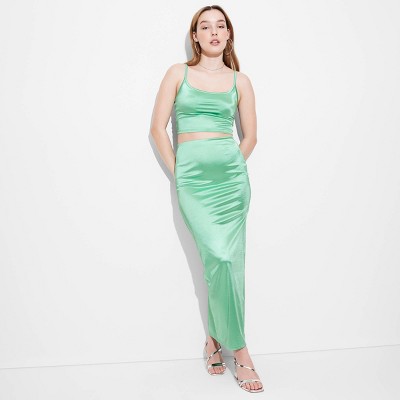 Women's High-rise Shine Knit Maxi Skirt - Wild Fable™ Mint Green S : Target