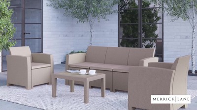 Seneca Dark Gray 6-Person Outdoor Faux Rattan Seating Ensemble