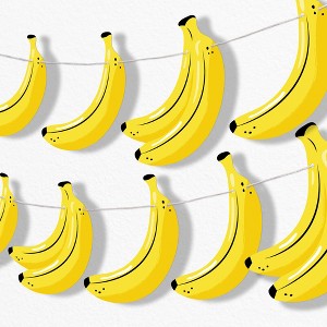 Big Dot of Happiness Let's Go Bananas Garland Banner, Tropical Party Birthday Decorations, Fruit Banner, 30 Feet of Cord, 15 Double-Sided Yellow - 1 of 4