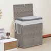 Mr Ironstone Laundry Basket with Lid, 110 L Hand-Woven Pp Rattan Laundry Basket with Compartments & Handles, Foldable, Removable Liner, Gray - 2 of 4