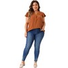 Agnes Orinda Women's Plus Size Summer V-neck Ruffle Short Sleeve Swiss Dot Flowy Blouses - 3 of 4