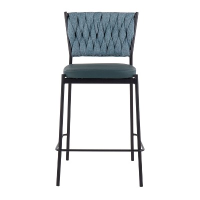 Tania Green Faux Leather Swivel Counter Stool with Metal Frame