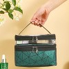 Makeup Bag Cosmetic Bag Travelling Double Layer Make Up Bag Organizer Medium Case for Women Girls Reusable Toiletry Bags(Dark Green) - 4 of 4