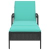 vidaXL Sun Lounger with Cushion Black 63x200x81 cm Poly Rattan - 3 of 4