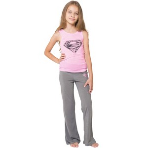 DC Comics Girls Superman Supergirl Americana Yoga Pajama Set - 1 of 4