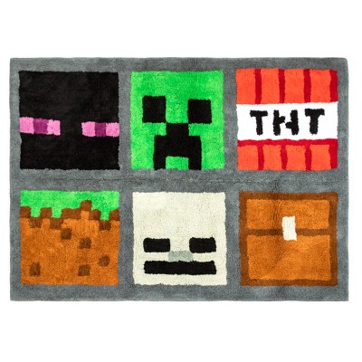 Ukonic Minecraft Creeper Area Rug, Creeper Minecraft Rug