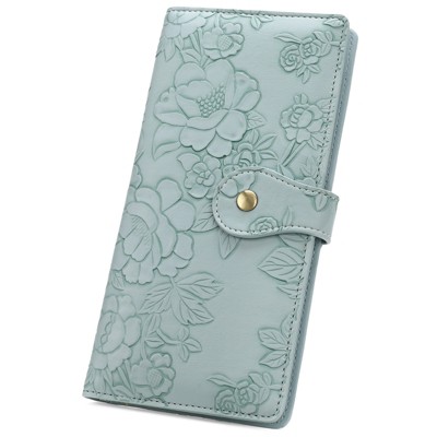 FATMOON Slim Women’s Wallet - RFID Blocking Floral Design Vegan Leather Bifold Clutch with Zipper Pocket for Everyday Use & Travel