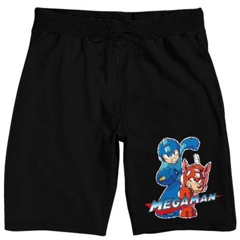 Mega Man and Proto Man with Title Logo Men's Black Graphic Sleep Shorts - image 1 of 4