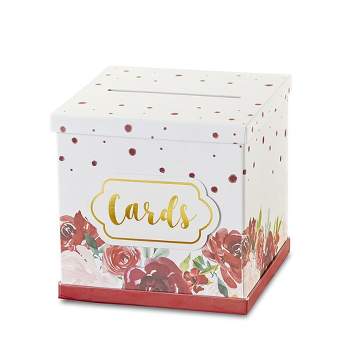 Kate Aspen Burgundy Blush Floral Collapsible Card Box | 28506NA